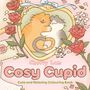Text: "Cherry Lam, Cosy Cupid, Cute and Relaxing Colouring Book." Illustration: Zwei kuschelnde Katzen in einem Herz umgeben von Rosen.