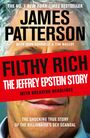 "FILTHY RICH: THE JEFFREY EPSTEIN STORY" in großem roten Banner. Darunter ein Gesicht in Nahaufnahme.