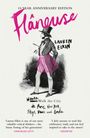 10 YEAR ANNIVERSARY EDITION Flâneuse, Lauren Elkin. Illustration eines Mannes mit Zylinder und Stock, trägt pinken Rock.