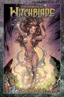 "The Complete Witchblade Volume Five" steht oben. Illustration: Frau umwickelt von organischen Bändern vor einem dynamischen Hintergrund.