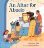 Text: "An Altar for Abuelo"

Illustration einer Familie, die einen Tisch mit Fotos, Blumen und Kerzen dekoriert. Ein Kind sitzt mit einer Katze.