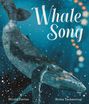 „Whale Song“ in großer Schrift, darunter ein schwimmender Wal in einem blauen Meer mit hellen Punkten und Lichtreflexen.