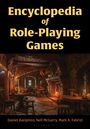 Titel: "Encyclopedia of Role-Playing Games". Autoren: Daniel Ravipinto, Neil McGarry, Mark A. Fabrizi. Szene in rustikalem Gasthof.
