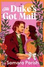 "The Duke's Got Mail" und "Samara Parish". Illustration eines Paares umgeben von Blumen vor einem pinken Hintergrund.