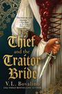 "The Thief and the Traitor Bride", Zitat von Olivie Blake, Frau mit geflochtenem Haar und Dolch in einer Hand.
