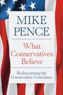 "Mike Pence. What Conservatives Believe. Rediscovering the Conservative Conscience." Hinterlegt mit US-Flagge.