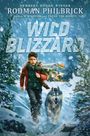 "Wild Blizzard." Ein Junge rennt mit einem Husky durch einen verschneiten Wald, ein umgestürzter Schulbus im Hintergrund.