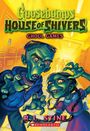 „Goosebumps: House of Shivers - Ghoul Games“, R.L. Stine. Zwei grüne Ghouls mit gelben Augen in einem Schulflur.