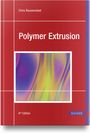 „Polymer Extrusion“, 6. Ausgabe, von Chris Rauwendaal. Rotes Cover mit farbiger, abstrakter Illustration. Hanser Logo.