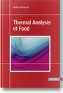 "Thermal Analysis of Food", Markus Schubnell. Roter Buchumschlag, abstrakte Farbillustration in Blau und Pink. Logo unten.