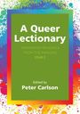 „A Queer Lectionary: (Im)Proper Readings from the Margins Year C“. Farbenfroher Spritzrand, grüner Hintergrund.