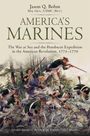 „Jason Q. Bohm, America’s Marines, The War at Sea and the Penobscot Expedition in the American Revolution, 1775–1779“.  Ein Gemälde zeigt Marines im Gefecht in einem bewaldeten Gebiet.
