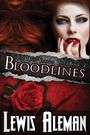 „Bloodlines: The Anti-Vampire Tale, Book 2“, Lewis Aleman. Frau mit roten Haaren, blauem Blick und Blut an den Lippen.