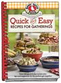 "Quick and Easy Recipes for Gatherings" steht über einem Tisch mit Grillgerichten, Salaten und Desserts. Oben ein Gänse-Logo.
