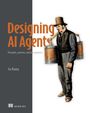„Designing AI Agents“ in Orange, unten „Principles, patterns, and best practices“. Illustration: Mann mit Zylindern auf Schultern.