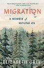 „Migration: A Memoir of Moving On“ von Elizabeth Grey. Illustration von Bäumen und fliegenden Vögeln.