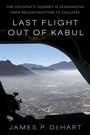 "Last Flight Out of Kabul" von James P. DeHart. Blick aus einem Flugzeug auf eine Stadt mit Bergen im Hintergrund.