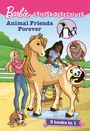 "Animal Friends Forever", darunter eine Szene: Zwei Frauen pflegen ein Pferd, umgeben von Hund und Tier-Illustrationen.