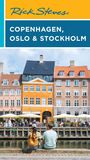 Text: "COPENHAGEN, OSLO & STOCKHOLM." Zwei Personen sitzen am Wasser vor bunten Häusern.