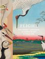 Titel: "FLIGHT: THE SECRET LANGUAGE OF BIRDS IN ART & FOLKLORE" von Colin Rees. Vögel vor einer Landschaft.
