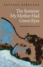 Titel: "The Summer My Mother Had Green Eyes". Illustration: Gesicht in Blau- und Brauntönen.