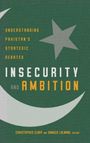 "INSECURITY AND AMBITION" in Großbuchstaben, unter einem grauen Stern und Halbmond auf grünem Hintergrund.