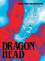"DRAGON HEAD 2", "MINETARO MOCHIZUKI". Illustration eines roten Gesichts mit Pistole auf blauem Hintergrund.