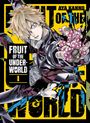 „FRUIT OF THE UNDERWORLD“. Eine dynamische Manga-Illustration mit einer blonden Figur und leuchtend pinken Früchten in der Hand.