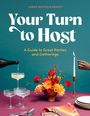 „Your Turn to Host: A Guide to Great Parties and Gatherings“. Ein Tisch mit Blumen, Gläsern, Besteck und Kerze in leuchtenden Farben.