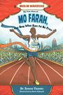 "Muslim Mavericks: The true story of Mo Farah, the Boy Who Ran to Be Free." Illustration: Fröhlicher Läufer im Stadion.