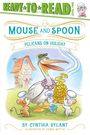 "READY TO READ Level Two", "Mouse and Spoon: Pelicans on Holiday". Eine Illustration mit einem Pelikan und drei Mäusen.