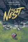 "The Nest. The Graphic Novel. Kenneth Oppel, Susan Kao. Illustration: Kind hält ein Baby, umgeben von großen Wespen."