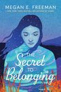 „The Secret to Belonging“ steht auf einem mystischen Bild einer Frau mit geschlossenen Augen, umgeben von Naturfarben.