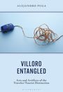 „VILLORO ENTANGLED“, „ALEJANDRO PUGA“, „Arts and Artifices...“. Oberhalb: Ein Spielzeugauto mit Bindfaden.