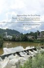 „Approaching the Eco-Cheap“, Landschaft mit Fluss, Wasserfall, Bäumen, Bergen und Fabriken im Hintergrund.