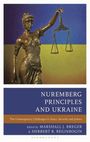 "Nuremberg Principles and Ukraine" steht vor einer Justitia-Statue mit Waage. Darunter Herausgebernamen.