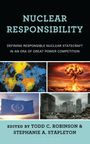 "Nuclear Responsibility", gefolgt von einem farbigen Nuklearsymbol, einer Explosion, einem blauen Banner, zerstörten Gebäuden.
