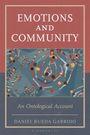 „EMOTIONS AND COMMUNITY“ oben, „An Ontological Account“ und „DANIEL RUEDA GARRIDO“ unten. Illustration von Menschen im Kreis.
