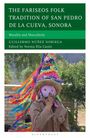 Text: "THE FARISEOS FOLK TRADITION", darunter farbenfrohe Person mit Maske und Strohhut, mit Bändern verziert.