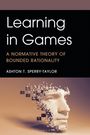 Text: "Learning in Games: A Normative Theory of Bounded Rationality" von Ashton T. Sperry-Taylor. Unten ist ein pixeliertes Gesicht.
