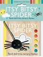 "ITSY BITSY SPIDER: Touch and trace nursery rhymes." Ein interaktives Buch mit Wolke, Sonne und Spinne.