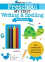 "Preschool My First Writing & Spelling Workbook. With 4 triangular crayons and 150 stickers!" Grün gepunktete Schildkröte.