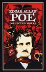 „EDGAR ALLAN POE: COLLECTED WORKS“ steht über einer Illustration mit Poe, einem Raben, einer schwarzen Katze und einem Herz.
