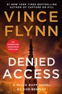 Text: "VINCE FLYNN", "DENIED ACCESS", "AN AMERICAN ASSASSIN THRILLER", "A MITCH RAPP NOVEL". Hintergrund zeigt einen beleuchteten Turm.