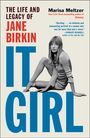 "The Life and Legacy of Jane Birkin", Titel eines Buchs; Bild einer Frau sitzend, blaues "IT GIRL", Marisa Meltzer genannt.