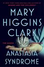 Text: "MARY HIGGINS CLARK, ANASTASIA SYNDROME, THE QUEEN OF SUSPENSE." Eine Hand hält eine luxuriöse Krone.