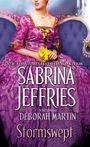 "New York Times Bestselling Author Sabrina Jeffries writing as Deborah Martin: Stormswept." Eine Frau in einem lila Kleid sitzt.