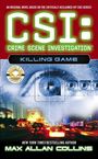 „CSI: Crime Scene Investigation“, „Killing Game“. Illustration: Auge im Fadenkreuz, Stadtlichter, Autorenemblem.