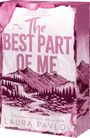 "The Best Part of Me", Laura Pavlov. Illustration von Bergen mit einem Fluss, Bäumen, in rosa Tönen gehalten.