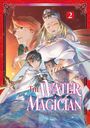 "The Water Magician", Band 2. Drei Figuren in fantasievoller Kleidung, zwei im Hintergrund, eine vorne mit Stab und blauen Umhängen.